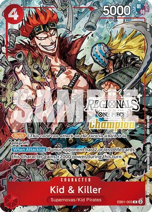 Kid & Killer (Offline Regional Champion Card Set 2025 Vol.2) (EB01-003)  [One Piece Promotion Cards] Foil