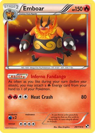 Emboar (20) 020/114 [Black and White]  - Holofoil